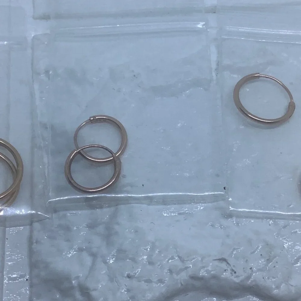 3 Pairs Rose Gold Plated Sterling Silver Hoop Earrings Cartilage Nose Lip Unisex